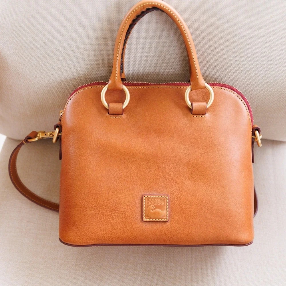 Dooney & Bourke Florentine Domed Satchel Natural Leather Handbag NWT